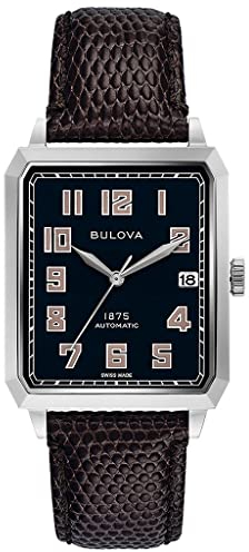Bulova Herren Automatik Armbanduhr aus Edelstahl mit Lederarmband - Swiss Made Limited Edition - 96B332