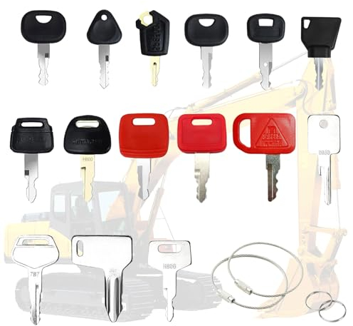 VnkloMes 19 Stück Ersatz Zündschlüssel, Baumaschinen Schlüssel Set Bagger Schlüssel, Zündschlüssel Set, Universal Baumaschinen Schlüssel Set Motorrad Zündschalter für Bagger, Traktor, Motorrad