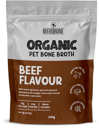 NUTRIBONE Bone Broth Powder for Pets - High Protein Supplement for Gut, Joint, and Coat Health - Non-GMO, Organic,Bone Broth for Dogs Beef Flavour-250g Pack