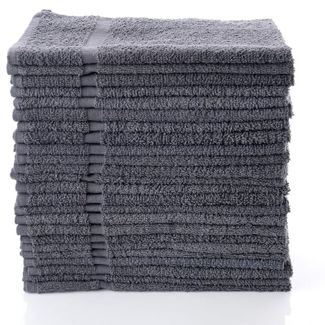 Simpli-Magic Cotton Hand Towels 16x27 (12 Pack) – Soft Towels for Bathroom, Kitchen, Salon & Gym (Gray)