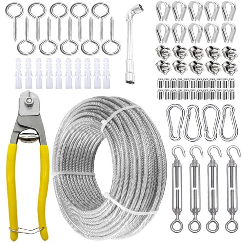 Zanmuk Garden Wire for Climbing Plants - 35m Stainless Steel Heavy Duty with Turnbuckle - 3mm Fence Wire