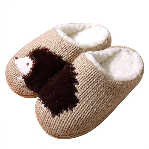 MIEHUIAI Pantofole Donna Invernali Peluche Ciabatte Casa Pelose Calde Morbide Pantofole Memoria Schiuma Scarpe Interno All'aperto(40/41EU,Riccio Marrone Scuro)