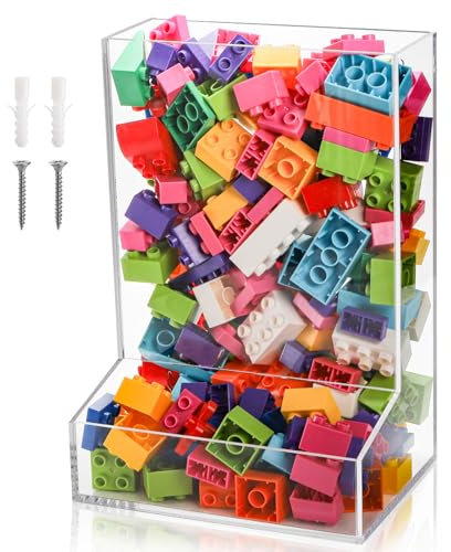 ZEAYEA Wall Toy Dispenser, Acrylic Candy Dispenser Bin, Hanging Organizer and Storage Bin for Playroom, Blocks, Cars, Trains, Balls, Snacks, Tabletop or Wall Mount Use