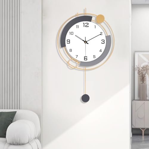 EMITDOOG Reloj de pared moderno con péndulo, reloj de cuarzo de calidad silencioso, funciona con pilas, decoración para sala de estar, cocina y hogar