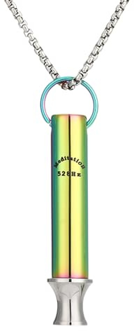 JewelryWe rökavvänjning halsband åtsamma andningskedja: Färgglatt rostfritt stål 528 Hz Lovetuner lågfrekvens ljud rökfri meditation kedja med rör hänge röka sluta röka hjälpmedel andningshalsband,