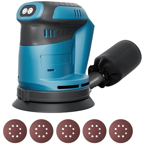 Akku Exzenterschleifer kompatibel mit makita18V Akku (Akku nicht), Kabellose Elektroschleifer für die Holzbearbeitung, Metallverarbeitung, Lackentfernung, Rostentfernung, Autopolitur, Heimwerken usw