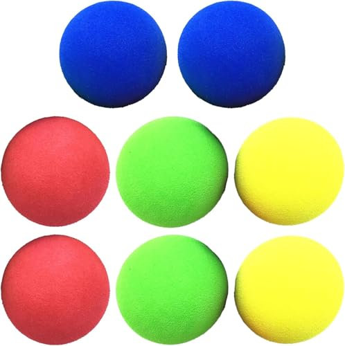 YceLon 8 Stück Schaumstoffball, Weiche Softbälle für Kinder, Sicher Indoor Spielzeug, 6 cm Durchmesser, Eva Material, 4 Farben (Blau, Gelb, Grün, Rot)