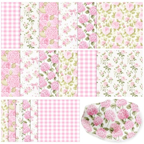 Yexiya 36 Sheet 6 Style Pink Floral Paper Napkins for Decoupage Spring Aesthetic Decorative Cocktail Napkin for Easter DIY Crafting Project Furniture Home Party Table Decor Unfolded 13 x 13 Inch