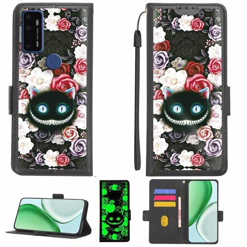 Aroepurt fodral kompatibelt med Cricket Dream 5G telefonfodral flipskydd [med härdat glas skärmskydd] [RFID-blockering] [ljuseffekt] LPT-LZM