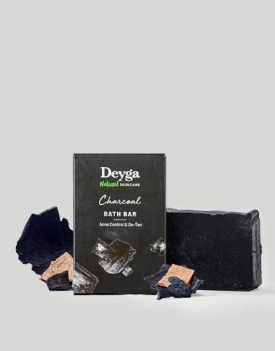 Deyga Charcoal Bath Bar 130 g – Natural Activated Charcoal Soap for All Skin Types, Deep Cleansing Body Bar
