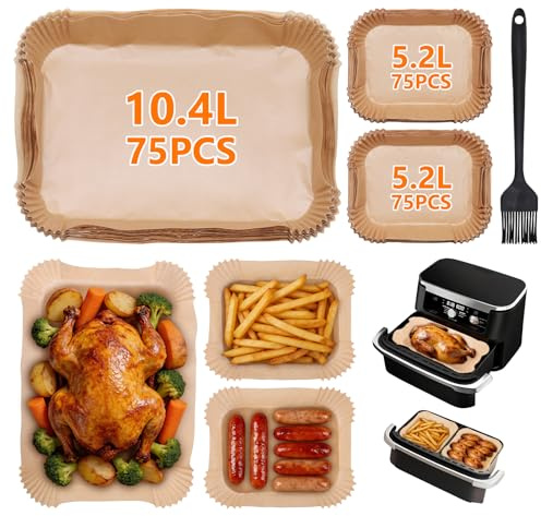 225 fogli di carta da forno per cassetto, friggitrice ad aria fino a 230 °C, carta da forno per friggitrice senza grassi, accessorio per friggitrice senza grassi