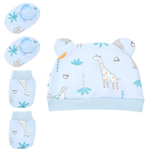 OSOLADY Set de Tres Piezas para Recién Nacido 0-3 Meses Gorro, Guantes y Calcetines de Algodón, Apto para Higiene y Cuidado de Bebés y Niña