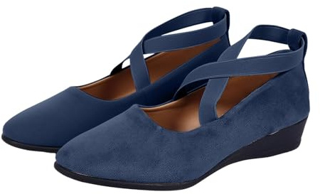 Dam Criss Cross Strap Kilskor Casual Mary Jane promenadskor | Eleganta kilskor för kvinnor med korsremmar för smart vardaglig komfort och stabil promenad