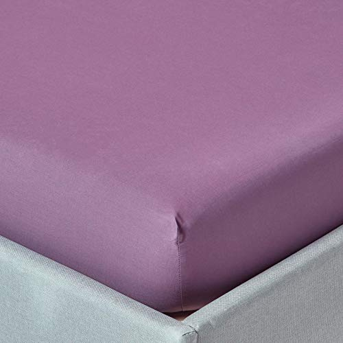 Homescapes Sábana Bajera Ajustable 100% algodón Egipcio 200 Hilos Color Morado 120 x 190 cm