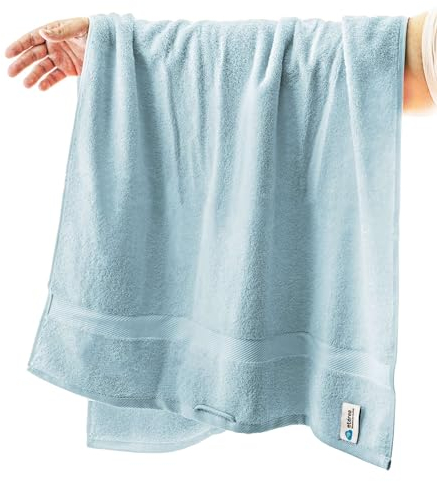 etérea Carli Frottee Handtücher Set - 100% Baumwolle - Oekotex 500 GSM - Bath Towel Frottiertücher - Badetuch, Duschtuch 70x140 cm- Hellblau