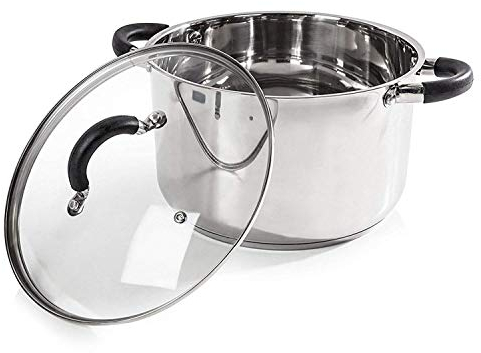 Tower T80837 Essentials 24cm Casserole Dish with Encapsulated Base & Tempered Glass Lid, Mirror Finish Interior & Exterior, Induction Compatible, Stainless Steel, Silver