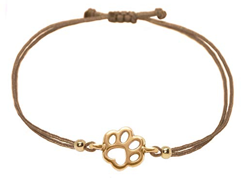 Selfmade Jewelry Armband Damen Roségold Pfote Handgemachtes Makramee Inkl. Schmucksäckchen (Rosegold - Braun)