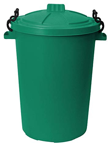 50L 50 Litre Heavy Duty Plastic Clip Lock Lid Bin - Dark Green, Single Bin - for Indoor or Outdoor Use for Collection of Rubbish, Waste or Storage of Animal Feed.