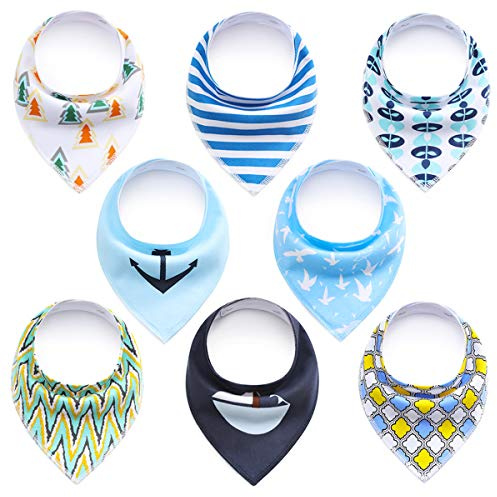 SONARIN Baby bandana dregel haklappar dregelhaklappar för pojkar, dregel och tandsprickning, superabsorberande organisk bomull bandana haklappar, 8-pack