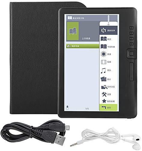Lector electrónico portátil de 7 Pulgadas, Lectura de Libros electrónicos Recargable a Prueba de Agua, Lectura de Libros de Pantalla Colorida, Compatible con Tarjetas TF, música, Videos, Fotos(8G)