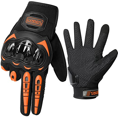 LVNRIDS Guanti da Moto Arancione L, Touchscreen sulle Dita, Guanti Donna Uomo per Corse in Motocicletta, Guanti per Motocross, Campeggio, Ciclismo e Arrampicata