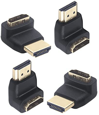 LEENUE Right Angle HDMI Adapter 4K, 90 and 270 Degree Male to Female HDMI Angled Connectors Extender Combo, Support UHD ARC HDR 3D 1080p, for PC, Laptop, Projector, Monitor, TV, Xbox, PS5, 4 Pack