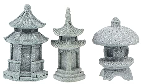 UPKOCH 3 Stücke Japanische Steinlaternen Mini Pagode Statue Asiatische Deko Figuren Garten Skulpturen für Miniatur Gartendeko Aquarium Ornamente Bonsai Micro Landschaft Dekoration Feengarten Zubehör