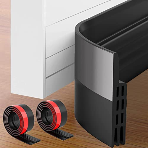 2 Stücke Türdichtung Zugluftstopper Für Türen, Tür Zugluftstopper & Türdichtung Selbstklebend, Schalldichter Türschutz Für Türen, Bürstendichtung & Door Seal, Türdichtung Unten, 5 x 100cm, 2M Schwarz
