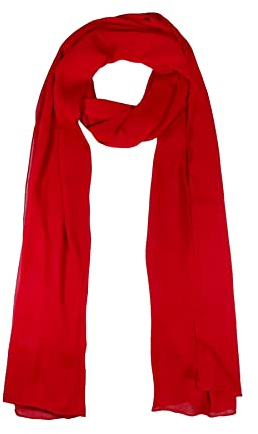 WESTEND CHOICE Krepp Chiffon Schal Damen Halstuch Damen Schals Crinkle Chiffon Schal Stola Schal Damen Schals & Wraps 150 x 47 cm, rot, One size