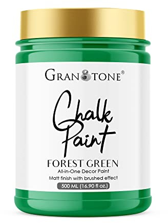 GRANOTONE Chalk Paint for Furniture, Matt-Finish Water-Based Acrylic Paint for Wood, Walls, Metal, Glass, Paper, Fabric Canvas, Maximum Coverage Chalk Paint for Kids & Adults, 500 Ml (FOREST GREEN)