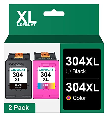 LOFBLAT 304XL Druckerpatronen, Ersatz für HP 304 Druckerpatronen, für HP Envy 5000 5030 5010 5020 5032 5020 für HP Deskjet 3750 2630 2620 2622 3720 3730 3760 3762 2 Pack