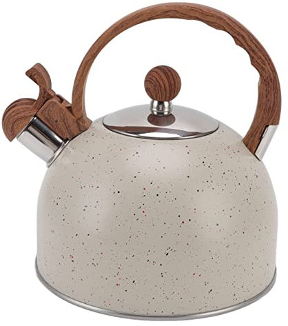 Otufan Bouilloire Sifflante, Grande Capacité en Acier Inoxydable De 2,5 L avec Poignée en Plastique Anti-brûlure, Théière De Cuisinière, Bouilloire à Thé pour la Cuisine de la Maison(Beige)