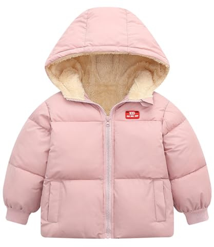Kids4ever Veste à Capuche pour bébé Fille Manteau d'hiver Chaud doublé en Polaire Combinaison de Neige Rose 18-24 Mois