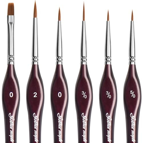 Set di pennelli da pittura in miniatura, set di 6 pennelli per dettagli fini per pittura, mini pennelli per pittura per artigianato, acrilico, acquerello, olio, modello, viso, 40k e pittura con i