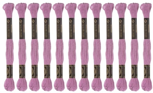 sourcing karta 12 trådar broderigarn à 8 m av egyptisk långfiberbomull för broderiprojekt, armband, ljuslila
