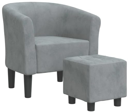 vidaXL Fauteuil Cabriolet avec Repose-Pied, Chaise avec Accoudoirs, Canapé avec Dossier, Siège Rembourré Salon Chambre, Gris Foncé Velours
