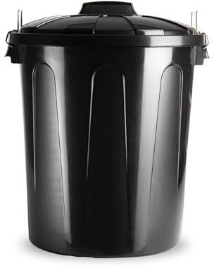 DRW Poubelle communautaire Noire poignées avec Couvercle encastré de 51 litres 47 x 43,5 x 56 cm