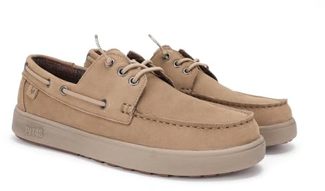 PITAS | DAIKI Leather | Náuticos de Hombre | Mocasines para el Invierno | Zapatillas de Vestir | Zapatos sin Cordones | Deportivas Casual | Calzado Walkinpitas | Beige 44