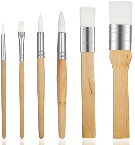 Art Paint Brushes Set 6 Pieces Wooden Paintbrushes Different Sizes Professional Artist Paint Brushes for Artists Adults Kids Body Face Painting,Acrylic Painting Watercolor Oil Gouache DIY Craft