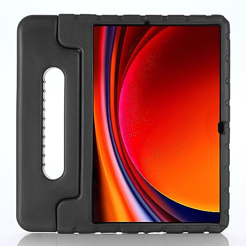 Schutzhülle für Samsung Galaxy Tab S9 Plus/S9 FE+ 2023 12,4 Zoll, stoßfest, wandelbarer Griff, Ständer, leicht, Kinderhülle für Samsung Galaxy Tab S9+ / S9 FE+ Hülle mit Stifthalter, Schwarz