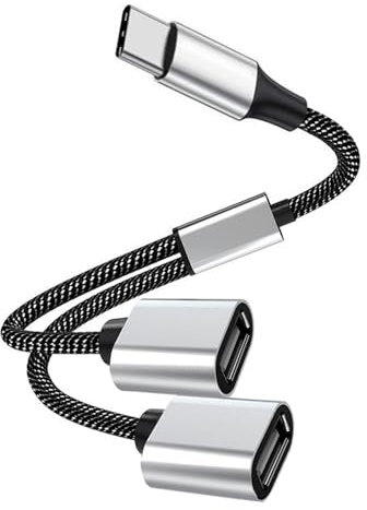 USB C Male to Dual USB Female Cable Splitter, Type C 2.0 OTG Adapter, Multiple Hub, Compatible with iPhone 16/15 Max, iPad Air, MacBook Pro, Google Pixel, Surface GO, Xbox One, PS5