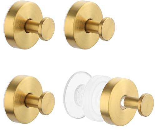 Segus Saugnapfhaken, 4 Stück Handtuchhaken Gold, Saugnäpfe mit Haken, Handtuchhaken Ohne Bohren, Saugnapf Handtuchhalter, Haken Saugnapf Extra Stark, Wasserdicht, für Bad, Küche