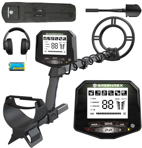 GreenRex Metal Detector for Adults Professional, Waterproof Pinpoint, High Accuracy Gold and Silver Detection, Underwater and Beach Use, 10'' IP68 Coil, Bigger LCD, New Advanced DSP Chip