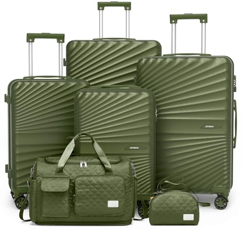 Joyway 6 PCS Juego de Maletas, ABS Set de Trolley Viaje Rígidas(46/56/66/75cm), Maleta de Cabina Ligero Duradero con 4 Ruedas Dobles Giratorias y Cerradura TSA Incluye Bolsa de Viaje y Neceser