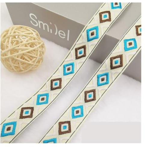 WEOKDFHA sadelgjord 20 mm lysande godisfärg vävda broderade jacquardband dekoration silkeslent väv för husdjurshalsband, väskor och kläder (GS09 20 mm 5 meter)