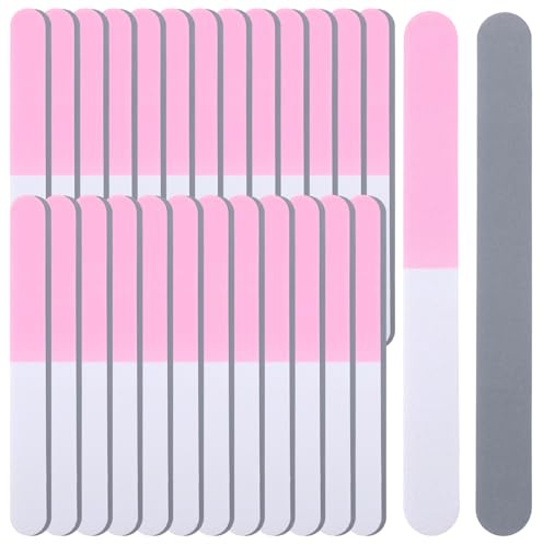 WJIAAA Lima lucidante per unghie naturali, 3 lati, grana 600/1200/3000, in EVA, per unghie naturali, uso domestico (bianco/rosa/grigio, 7,01 x 0,75 pollici