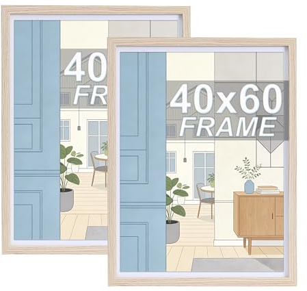 LYYYYX Marco de fotos 40x60 cm con vidrio acrílico antirreflejo, marco de pared de madera para fotos, certificados, carteles y rompecabezas, juego de 2