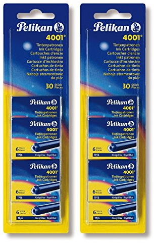 Pelikan 330845 Patronen 2x 5er Pack mit je 6 Tintenpatronen Pelikan 4001 in königsblau 60 Patronen