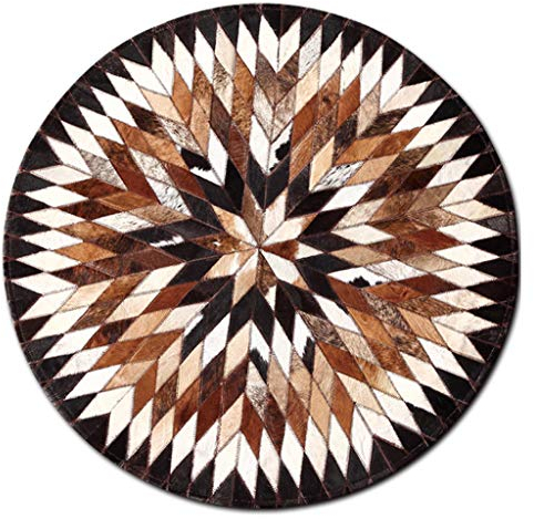 Große Runde Braun Kuhfell Teppiche Patchwork kuhfell Decke Deko Kuhhaut Teppiche for Wohnzimmer Schlafzimmer Kinder-Zimmer Modern Design Home Decor