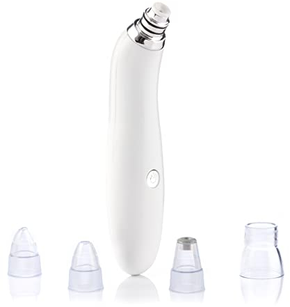InnovaGoods - Dispositivo Elettrico Pulizia Viso Punti Neri Pore·off, Aspirazione Profonda, 4 Testine Intercambiabili, Ergonomico, Bianco, 1 unità, ABS